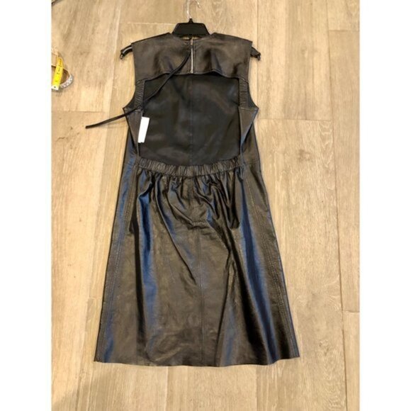 Helmut Lang Open Back black lamb Leather Dress Size 8 - Picture 12 of 12